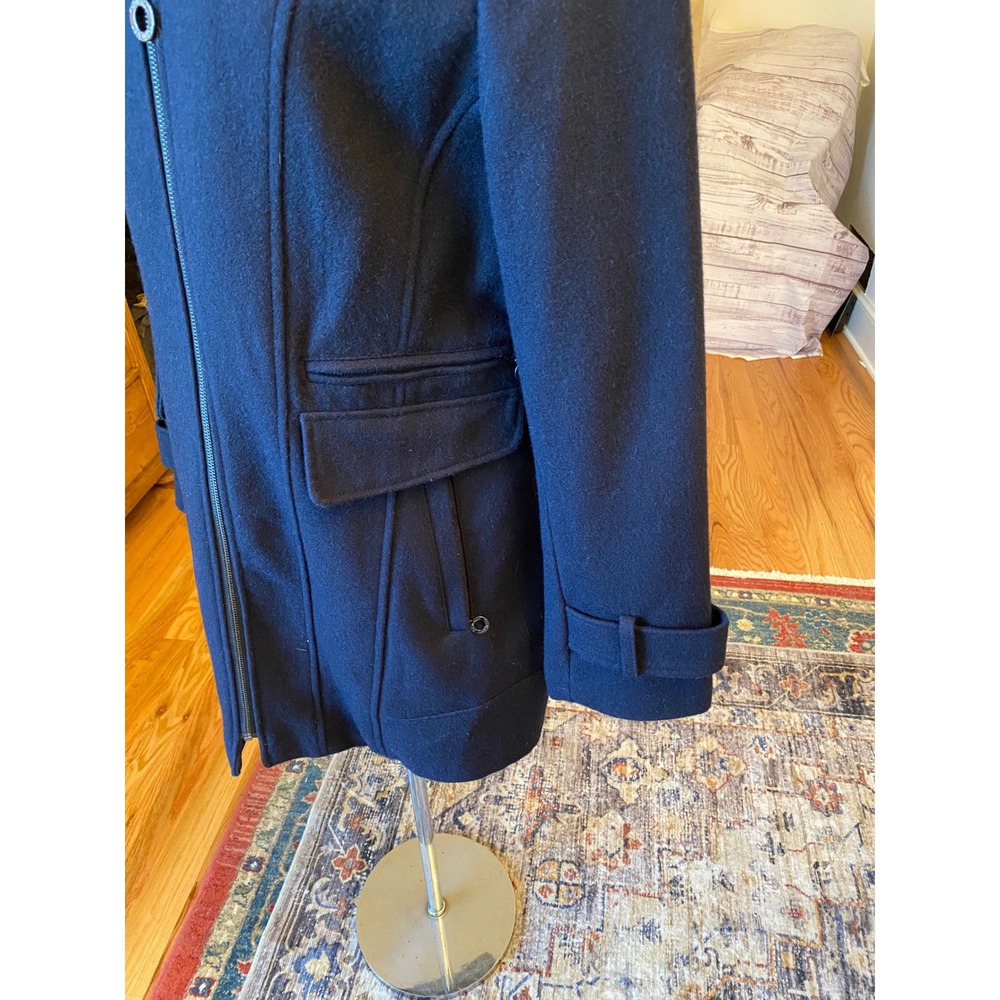 Calvin Klein Women's Navy Wool Blend Zip Front Trench Coat Jacket Size 10‎ - Picture 14 of 16